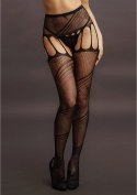 Le Desir rajstopy bezszwowe z wycięciem, wzor paski S-XL, czarne