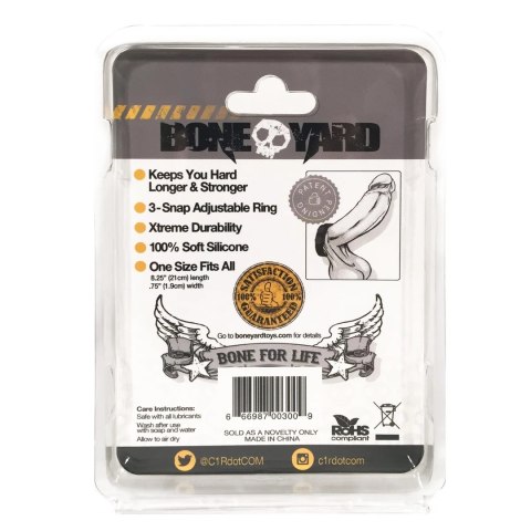 Boneyard Ring Strap silikonowy pasek regulowany uniwersalny czarny