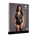 Le Desir Bodystocking Plus Size koronkowy z pończochami czarny XL-4XL