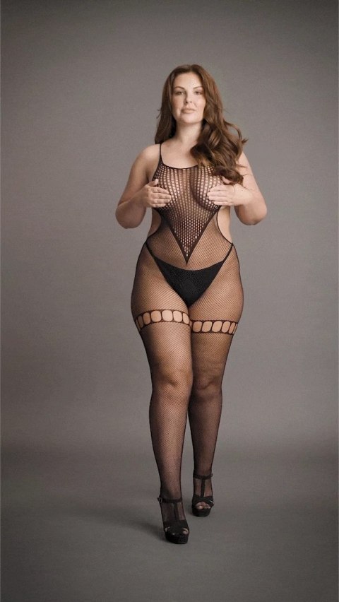 Le Desir Bodystocking Plus Size otwarte boki siateczka XXL-5XL