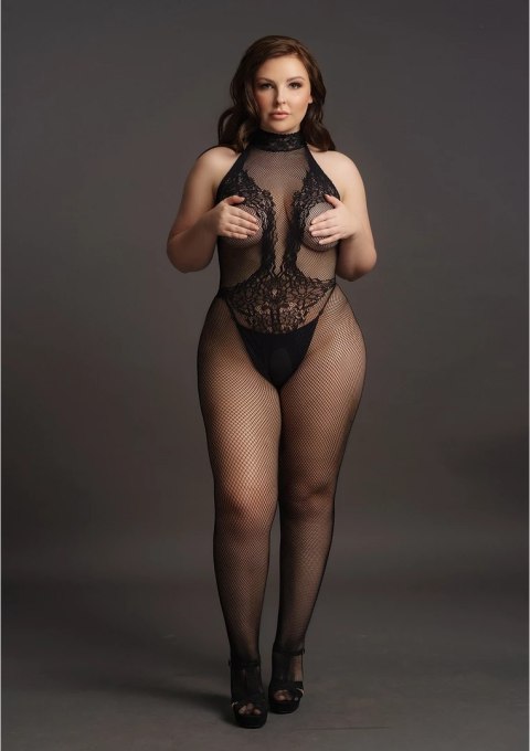 Le Desir Bodystocking Plus Size siateczkowy koronkowy XL-4XL czarny