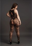 Le Desir Bodystocking Plus Size z koronką i otwartą strefą, XL-4XL