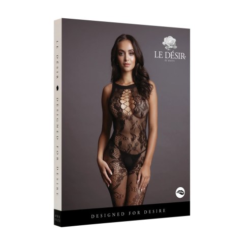 Le Desir Bodystocking koronkowe S-XL z wysokim dekoltem czarne