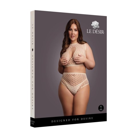 Le Desir Queen Size komplet top i figi siateczkowe XL-4XL czarny