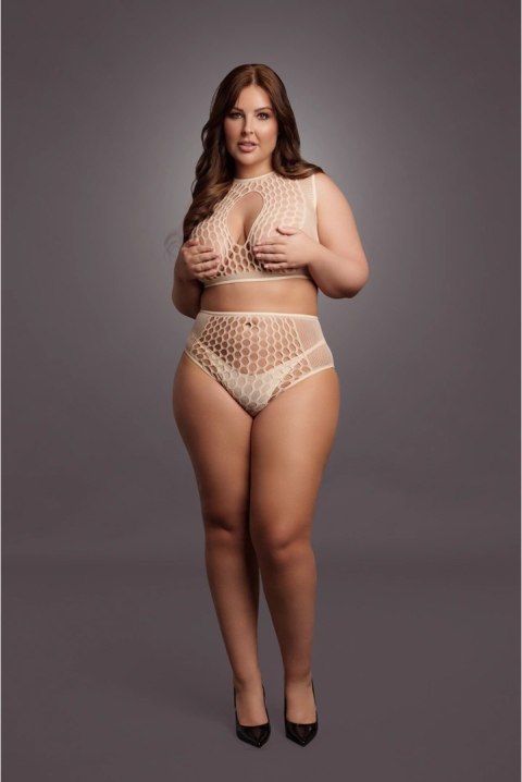 Le Desir Queen Size komplet top i figi siateczkowe XL-4XL czarny