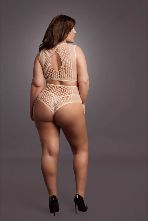 Le Desir Queen Size komplet top i figi siateczkowe XL-4XL czarny