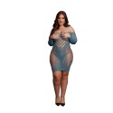 Le Desir Queen Size mini sukienka z długim rękawem i siateczką XL-4XL