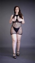 Le Desir Sukienka Plus Size z wysokim dekoltem i siateczką XL-4XL