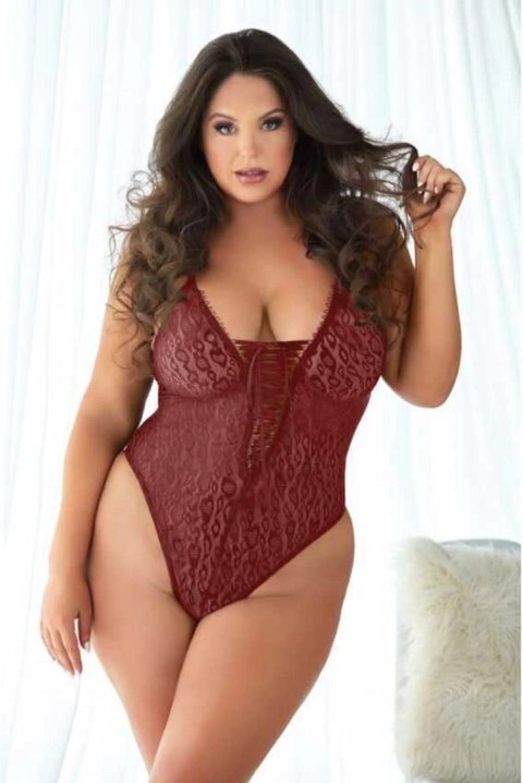 Allure 1X2X Burgundy Body z koronką i panterkowym wzorem