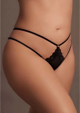 Le Desir Ami Plus Size - Stringi sznurowane, elastyczne, czarne