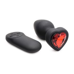 XR Brands Red Heart Gem mini silikonowy korek analny z pilotem LED