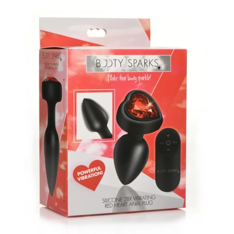 XR Brands Red Heart Gem mini silikonowy korek analny z pilotem LED
