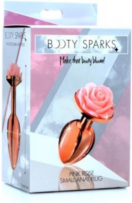 XR Brands Rożowo-złoty korek metalowy z motywem roży, rozmiar S