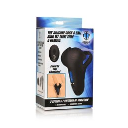 XR Brands silikonowy pierścień z pilotem, 10 trybow, czarny