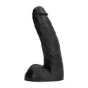 All Black Model 22 cm - Czarna anatomiczna forma z rowkami