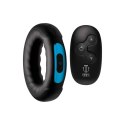 XR Brands Silicone Ring z pilotem - wibrujący pierścień, czarny