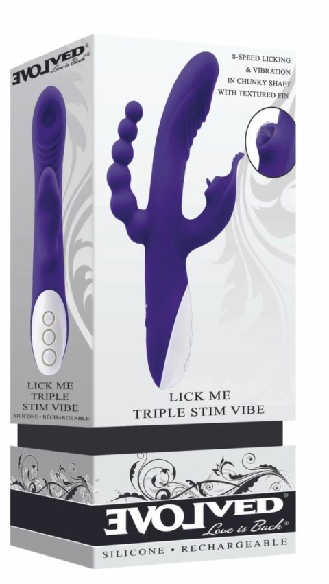 Evolved Lick Me Triple Stimulator Fioletowy 3-silnikowy silikonowy model