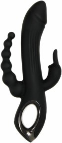 Evolved Trifecta Rabbit Vibrator Black - Trojfunkcyjny model silikonowy USB