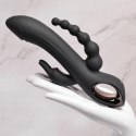 Evolved Trifecta Rabbit Vibrator Black - Trojfunkcyjny model silikonowy USB