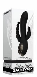 Evolved Trifecta Rabbit Vibrator Black - Trojfunkcyjny model silikonowy USB