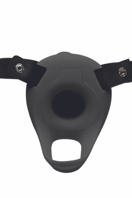 XR Brands Vibrating Silicone Sheath Black - system z pilotem, regulowany