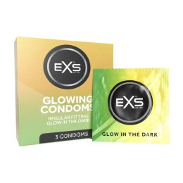 EXS Glow in the Dark prezerwatywy świecące 3 sztuki, bezzapachowe