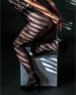 Kix'ies Rajstopy Skull Black Mesh C - wzor czaszki, pełny stan