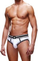 Prowler Brief XS - majtki na paskach, otwarty tył, czarno-białe