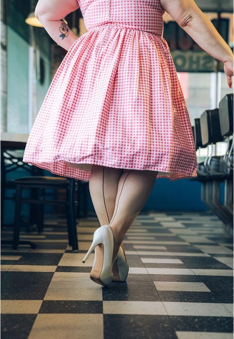 Kix'ies Vanessa C - Pończochy samonośne nude z kubańskim obcasem