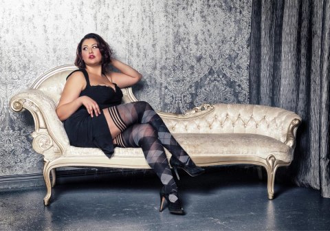 Kix'ies Kimmie B Pończochy do Uda Argyle Antypoślizgowe