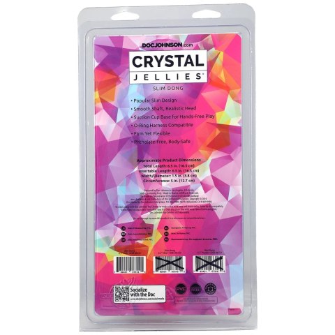Doc Johnson Crystal Jellies Slim Model 15 cm z przyssawką, przezroczysty