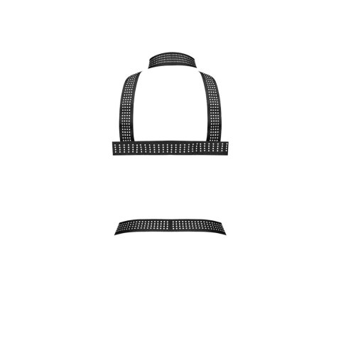 Male Power Elastic Harness - Uprząż z paskami i metalowymi elementami