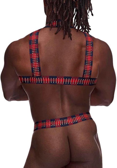 Male Power Elastic Harness - regulowana uprząż z paskami i pierścieniem