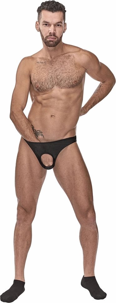 Male Power Nylon Spandex majtki bez kieszeni, elastyczne bikini czarne