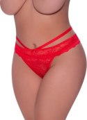 Magic Silk Exposed Majtki Plus Size z Koronkowymi Paseczkami Czerwone