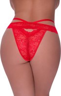 Magic Silk Exposed Majtki Plus Size z Koronkowymi Paseczkami Czerwone
