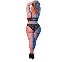 Magic Silk Exposed Zestaw z fiszbinami i koronką Plus Size czarny