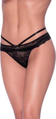 Magic Silk Exposed majtki na paskach z koronką i wycięciem L/XL czerwone