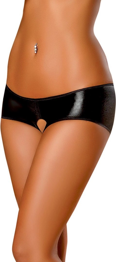 Magic Silk Panty Szorty L/XL czarne z satynową kokardką