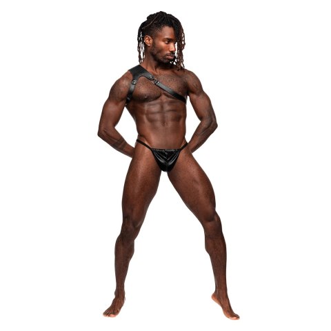 Male Power Leather Harness regulowane szelki z imitacji skory czarne