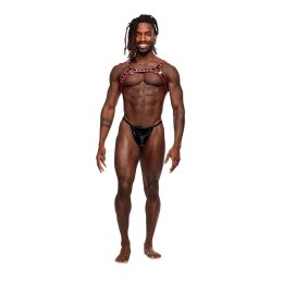 Male Power Leo Harness regulowane szelki z imitacji skory czarne