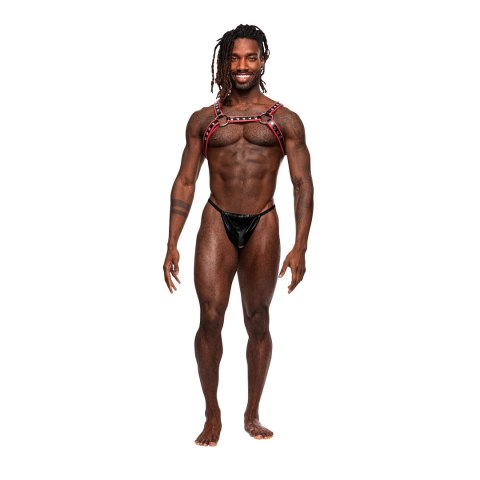 Male Power Leo Harness regulowane szelki z imitacji skory czarne