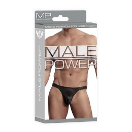 Male Power Satin Spandex Stringi Bong Czarny Komfortowy Fason