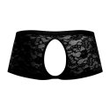 Male Power Stretch Lace szorty koronkowe z otworami czarne XL