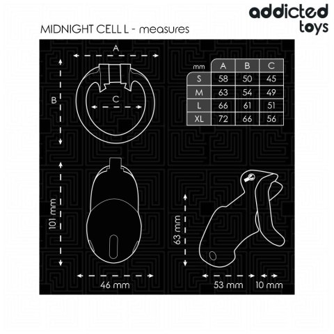 Addicted Toys Locked Midnight Cell System L - klatka zabezpieczająca, czarna ADDICTED