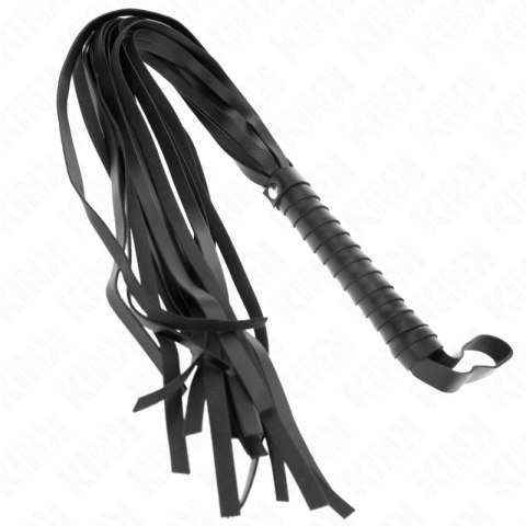 KINK Bicz Negro z krotkim uchwytem, długi ogon 70 cm - czarny skorzany model KINK