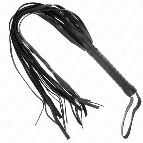 KINK Bicz Negro z krotkim uchwytem, długi ogon 70 cm - czarny skorzany model KINK