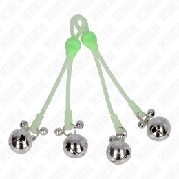 KINK Luminous Skull Zaciski Regulowane Zielone/Srebrne - Anatomiczny Design KINK