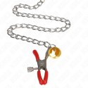 KINK Potrojne zaciski z dzwoneczkami i łańcuchem 30 cm czerwone KINK