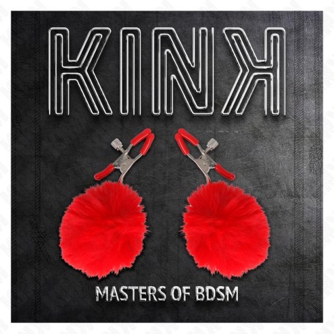 KINK Zacisk kulkowy z futrem syntetycznym czerwony 6 cm KINK